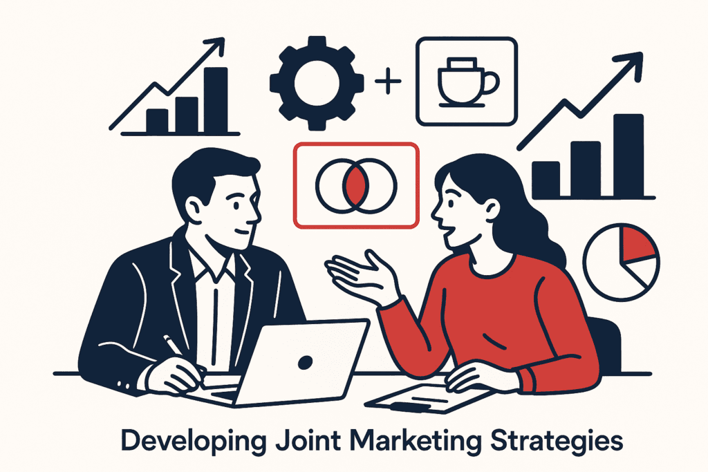 Collaborating with other local businesses for marketing Developing Joint Marketing Strategies illustration for Collaborating with other local businesses for marketing