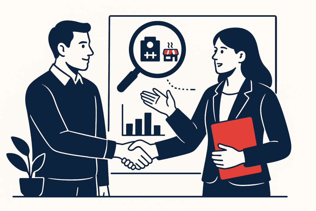 Collaborating with other local businesses for marketing Identifying Potential Partners illustration for Collaborating with other local businesses for marketing