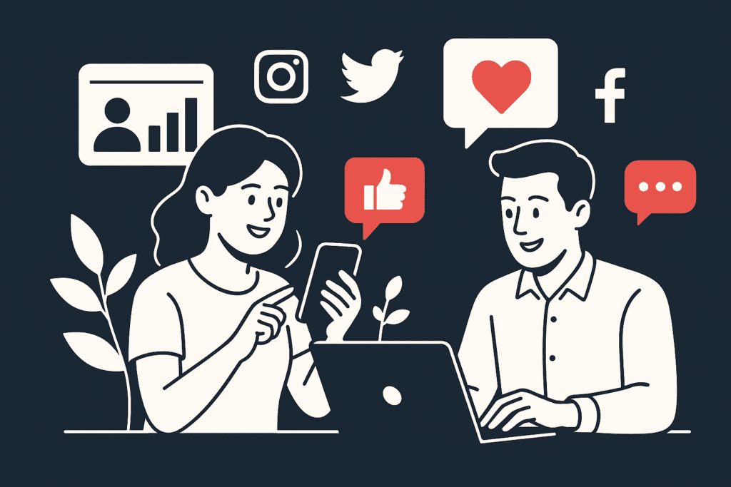 Collaborating with other local businesses for marketing Leveraging Social Media for Promotion illustration for Collaborating with other local businesses for marketing