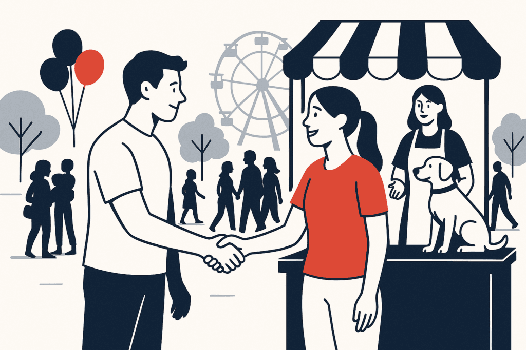 Community engagement and local events illustration for Cost-effective advertising options for local businesses
